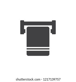Bath towel on rack vector icon. filled flat sign for mobile concept and web design. towel hanging simple solid icon. Symbol, logo illustration. Pixel perfect vector graphics