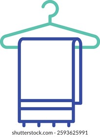 Bath towel outline dual color vector illustration icon design