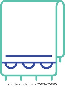 Bath towel outline dual color vector illustration icon design