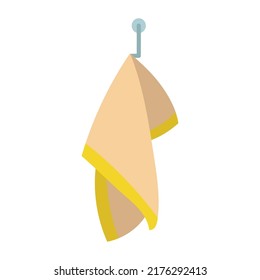 Bath towel vector illustration icon isolated white. Bathroom clean textile design and hygiene cotton flat. Cartoon domestic object and home soft symbol. Household washing cloth and hanging cloth