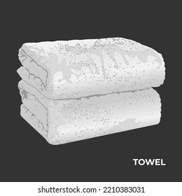 Bath Towel vector in white. Folded Fabric Towel illustration in semi realistic trendy cartoon design style. Towel bath for hygiene. Suitable for many purposes.