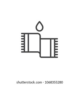 Bath towel and water drop outline icon. linear style sign for mobile concept and web design. Hygiene simple line vector icon. Symbol, logo illustration. Pixel perfect vector graphics