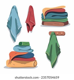 Bath towels vector cartoon set isolated on a white background.