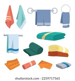 Bath towels vector illustration set