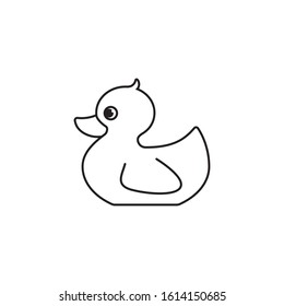 Bath toy rubber duckie line icon. Baby toy outline vector symbol