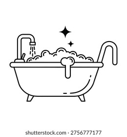 Bath tub with bubbles and water flow
