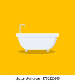 bath tub flat icon flat design. bath tub without foam soap bubble
