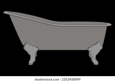 Badewanne in vollfarbiger Vektorgrafik. Vektorgrafik einzeln auf schwarzem Hintergrund - Badewanne.

