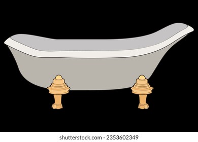 Badewanne in vollfarbiger Vektorgrafik. Vektorgrafik einzeln auf schwarzem Hintergrund - Badewanne.

