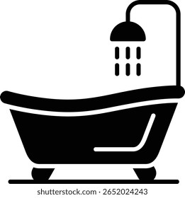 Design de ícone de vetor de glifos de banheira