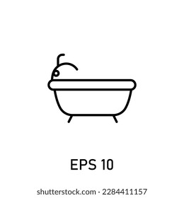 bath tub icon interiors home living or hotel staycation editable stroke eps 10