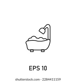 bath tub icon interiors home living or hotel staycation editable stroke eps 10