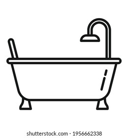Bath tub icon. Outline Bath tub vector icon for web design isolated on white background