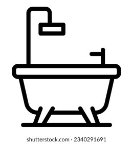 Bath tub icon outline vector. Shower bathtub. Water bubble