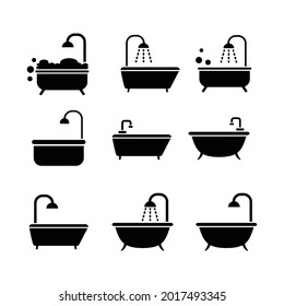 Icono De Tub De Baño Fijar Vector En Diseño De Moda.