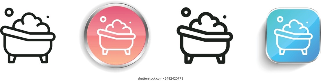 bath tub icon. Thin Linear, Regular and Button Style Design Isolated On White Background