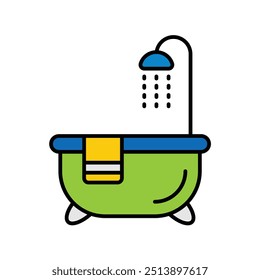 Badewannen-Symbol mit weißem Hintergrund, Vektorgrafik