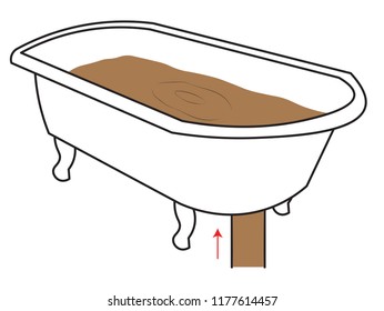 Bath Tub Illustration Backflow Overflow By Dirty Water