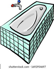 Bath tub, illustration, vector on white background