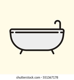Bath Tub Minimal Colorful Flat Line Stroke Icon Pictogram Symbol Illustration