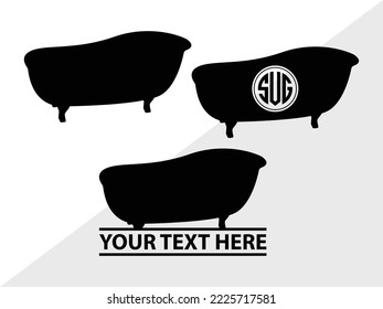 Bath Tub Monogram Printable Vector Illustration