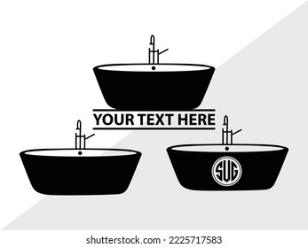 Bath Tub Monogram Printable Vector Illustration