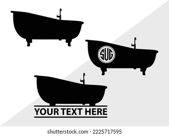Bath Tub Monogram Printable Vector Illustration
