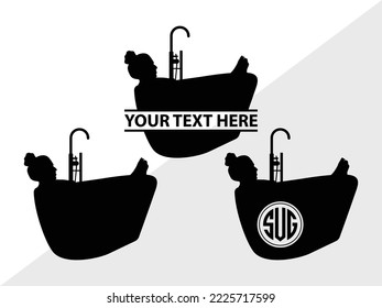Bath Tub Monogram Printable Vector Illustration
