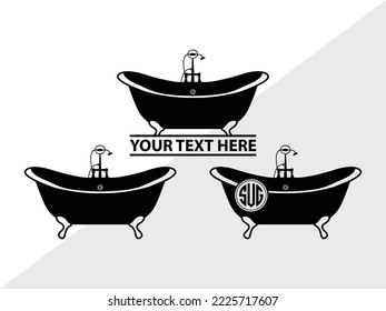 Bath Tub Monogram Printable Vector Illustration