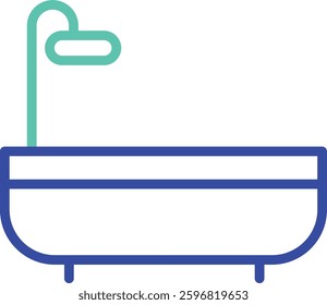 Bath Tub outline dual color vector illustration icon design