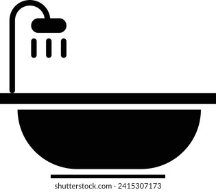 bath tub solid and glyph vector illustration