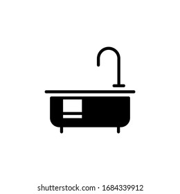 Bath tub vector icon in black solid flat design icon isolated on white background