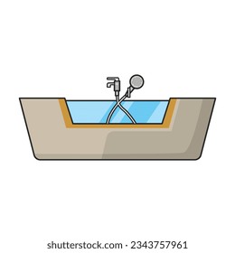 Bath tub vector icon.Color vector icon isolated on white background bath tub.