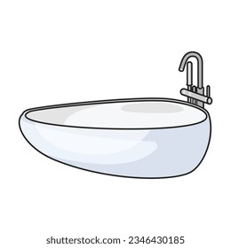 Icono vectorial de bañera.Icono vectorial de color aislado en la bañera de fondo blanco.