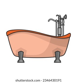 Bath tub vector icon.Color vector icon isolated on white background bath tub.