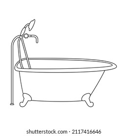 Bath tub vector icon.Outline vector icon isolated on white background bath tub.