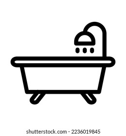 Bath Tub Vector Line Icon Design