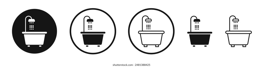 Bath vector icon set in black and white color.