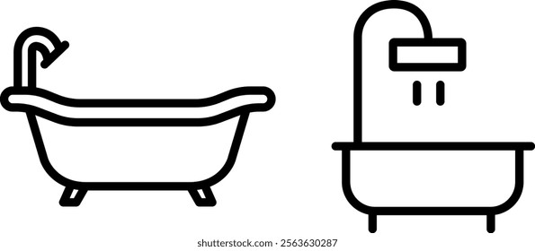 "Bath Vector Line Icon Set – Bathroom and Personal Care Symbols"