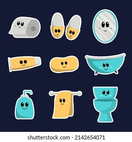 Juegos de dibujos animados de baño con jabón de espuma y cepillo aislados. Ilustración vectorial.