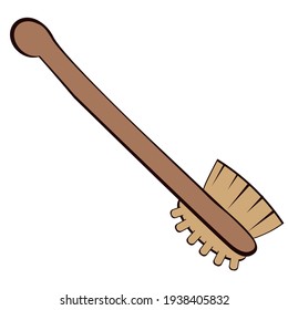 Bath wooden brush with massager. Bath accessories on a white background.