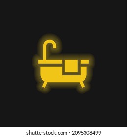 Bath yellow glowing neon icon