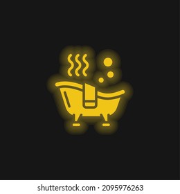 Bath yellow glowing neon icon