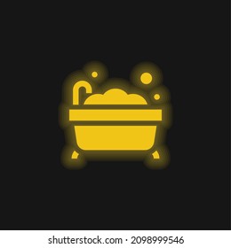 Bath yellow glowing neon icon
