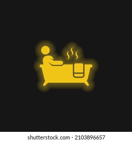 Bath yellow glowing neon icon