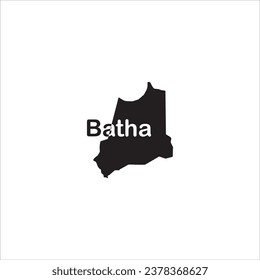 Batha map and black lettering design on white background
