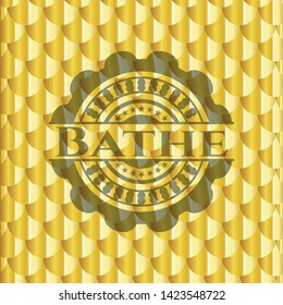 Bathe gold badge. Scales pattern. Vector Illustration. Detailed.