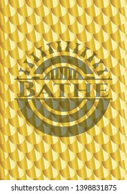 Bathe golden badge. Scales pattern. Vector Illustration. Detailed.