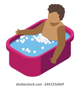 Bathing a baby icon isometric vector. Cute newborn. Kid smile