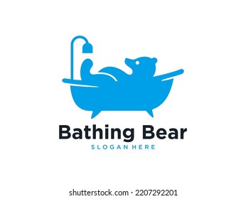 diseño del logotipo de mascota de oso baño	
